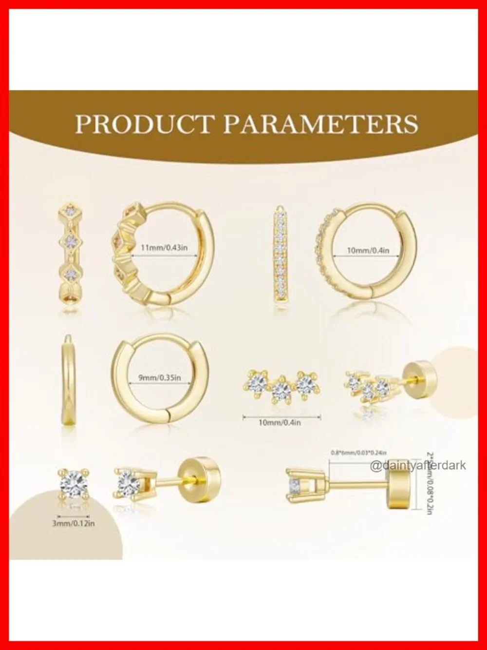 5 Pairs Gold Hoop Earrings for Women with CZ, Hypoallergenic 14K Gold Plated